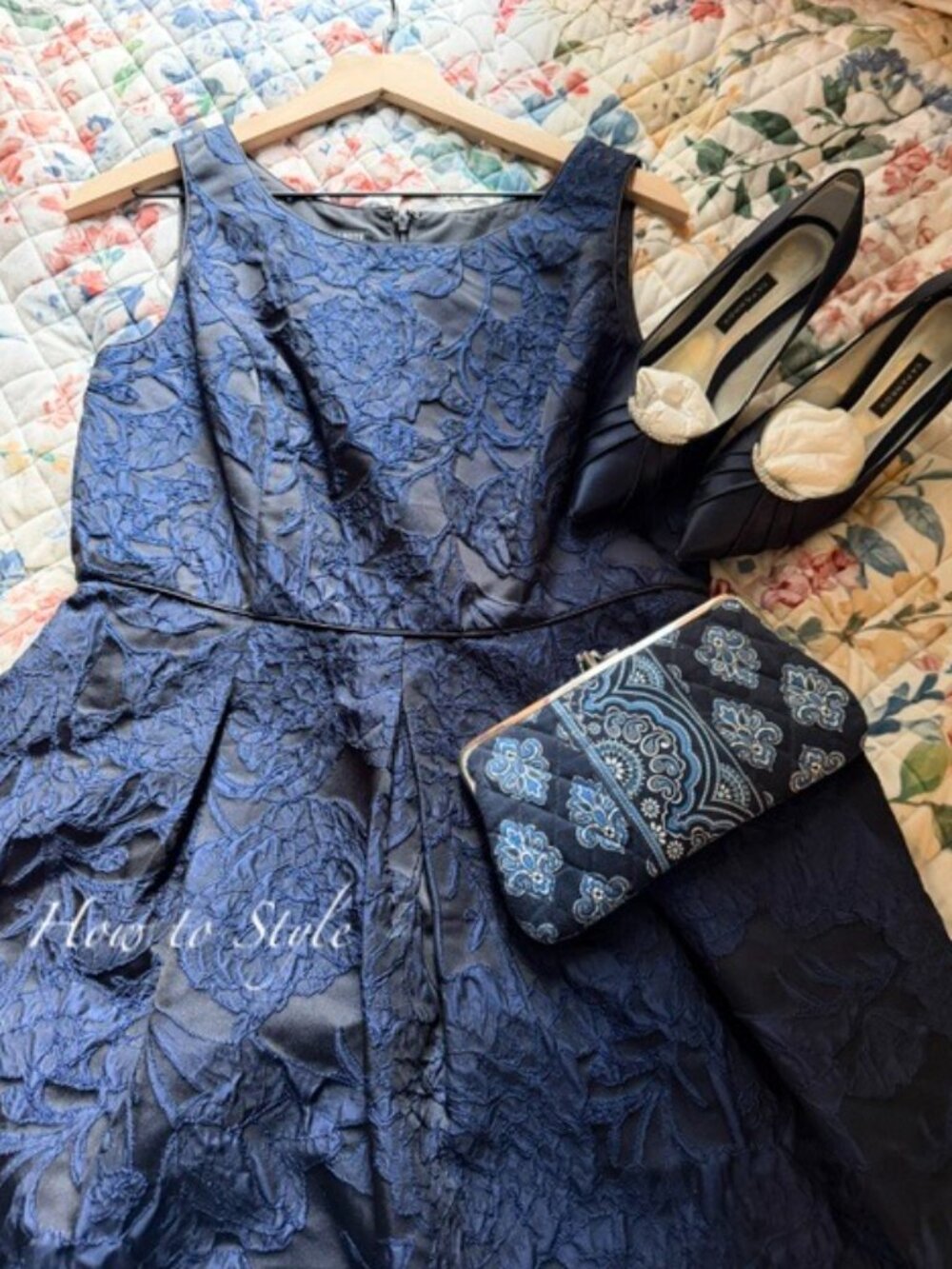 NWT Talbots Navy and Black Lace Cocktail Dress- size 8P